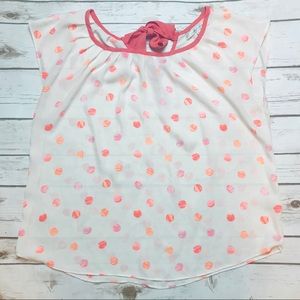 Lauren Conrad Pink and Orange Polka Dot Top
